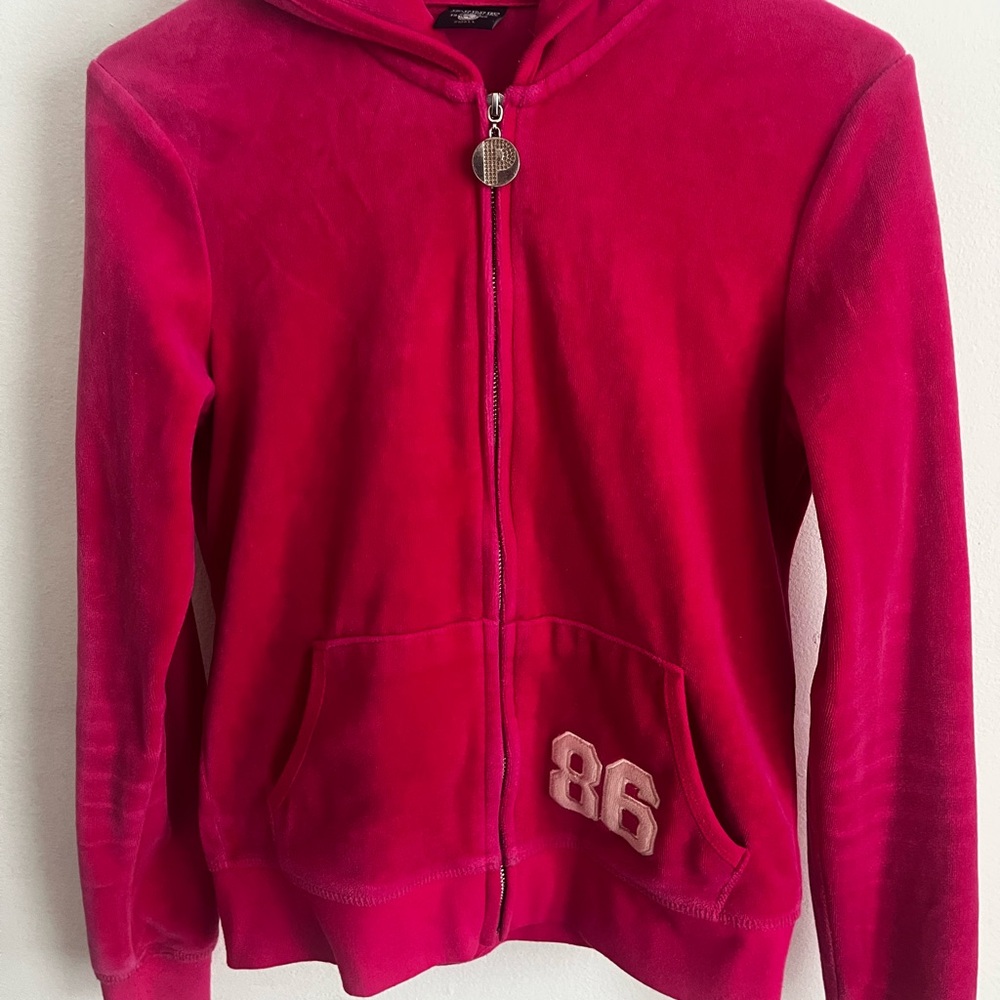 Womans PINK zip up with 86 Patch
